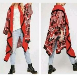 Free People Cozy Aztec Printed Open Front Cardigan